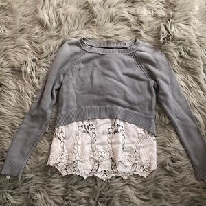 Grey/White Crochet Sweater